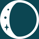 waning crescent moon symbol highlighting moon phase in white with stars and circle pattern
