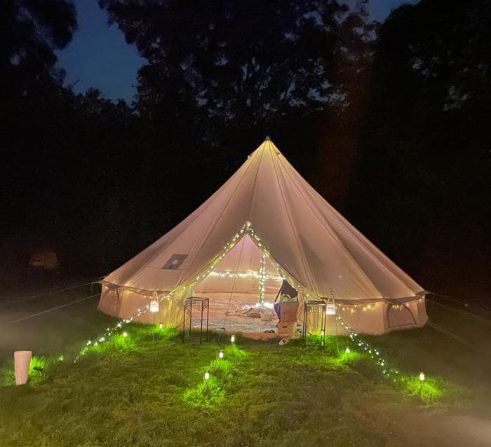 A tent set up for a Moon Circle Gathering